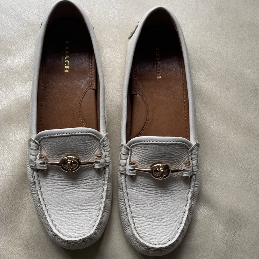 Coach Ivory Leather Slip-On Shoes